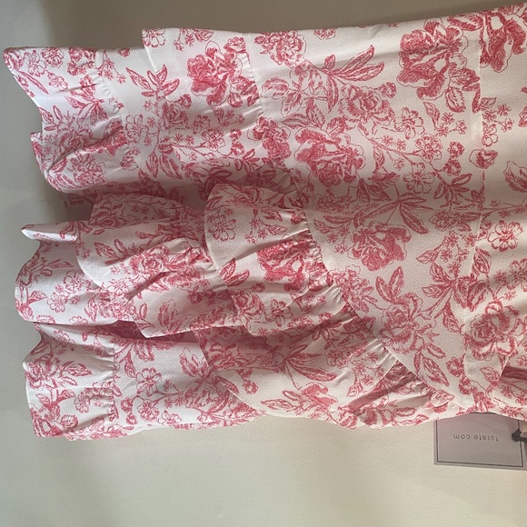 1.STATE ruffled wrap dress pink floral print - Picture 7 of 9